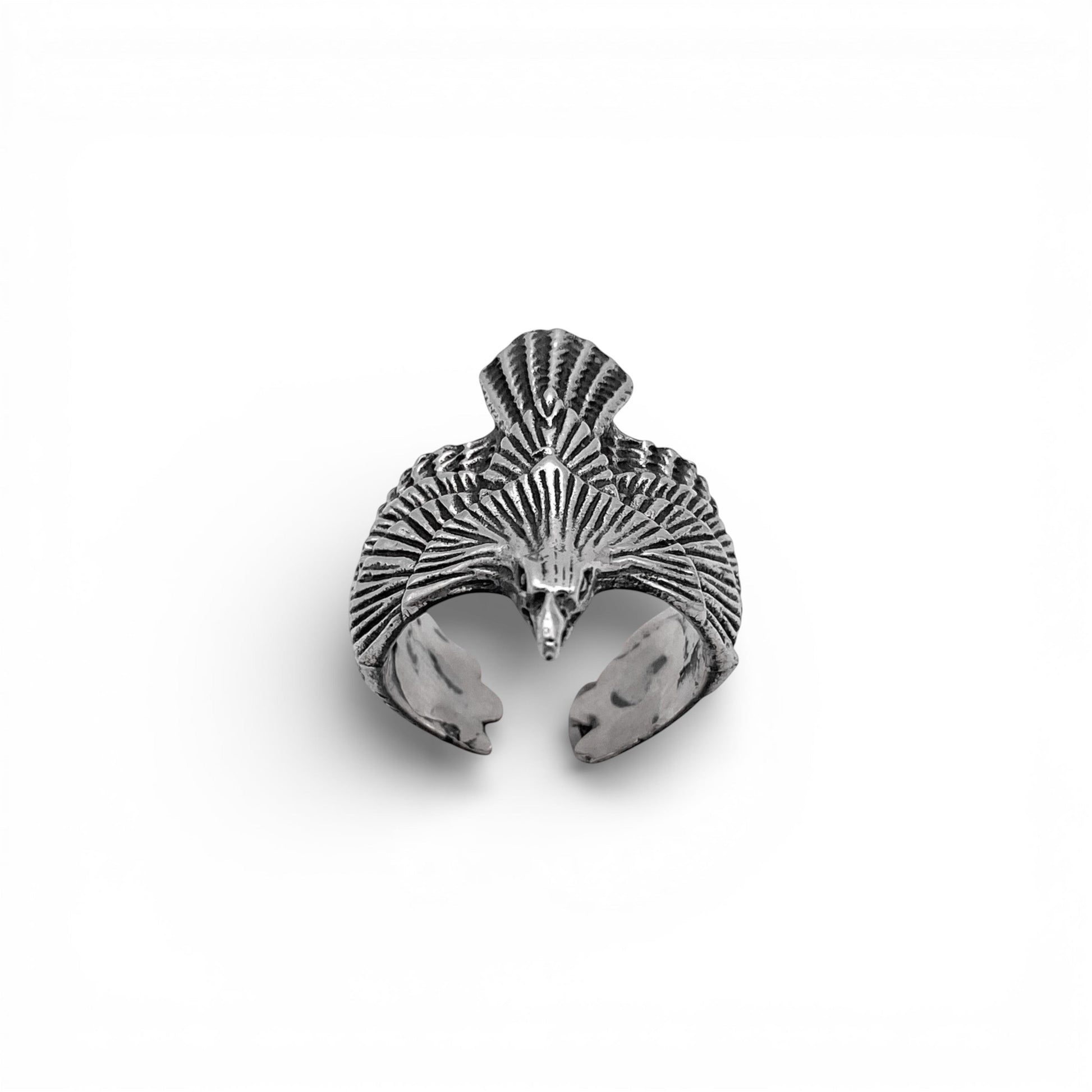 bague en argent ajustable représentant un aigle