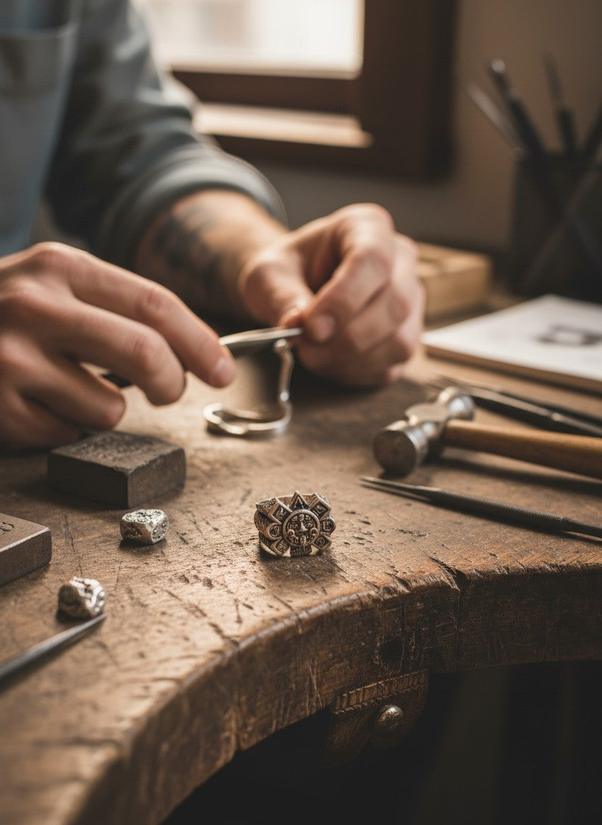 Altiplano Paris Ollin ring in silver, inspired by Aztec energy and movement.